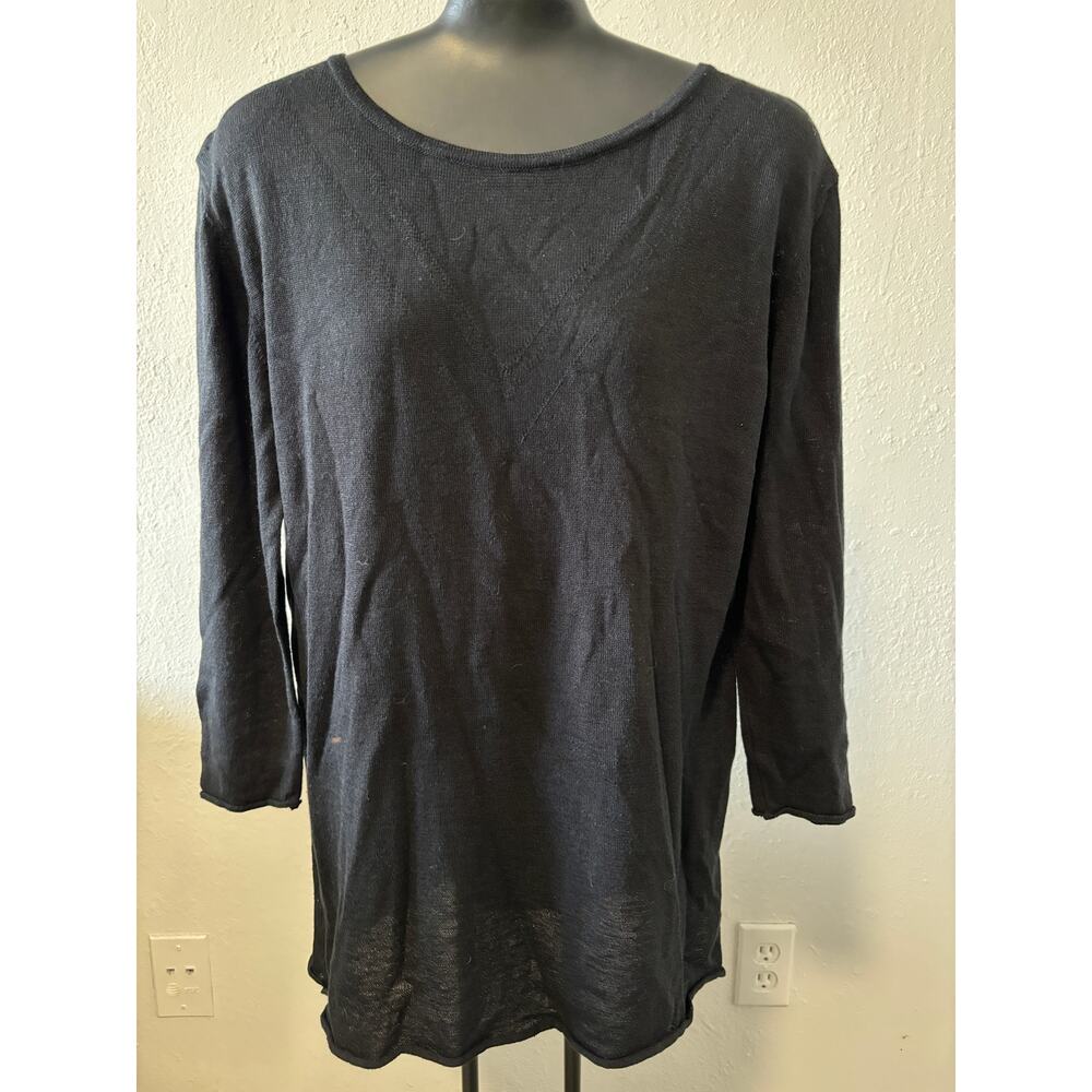 Leggiadro Linen Silk Blend Sweater Size Medium Black Longer Length